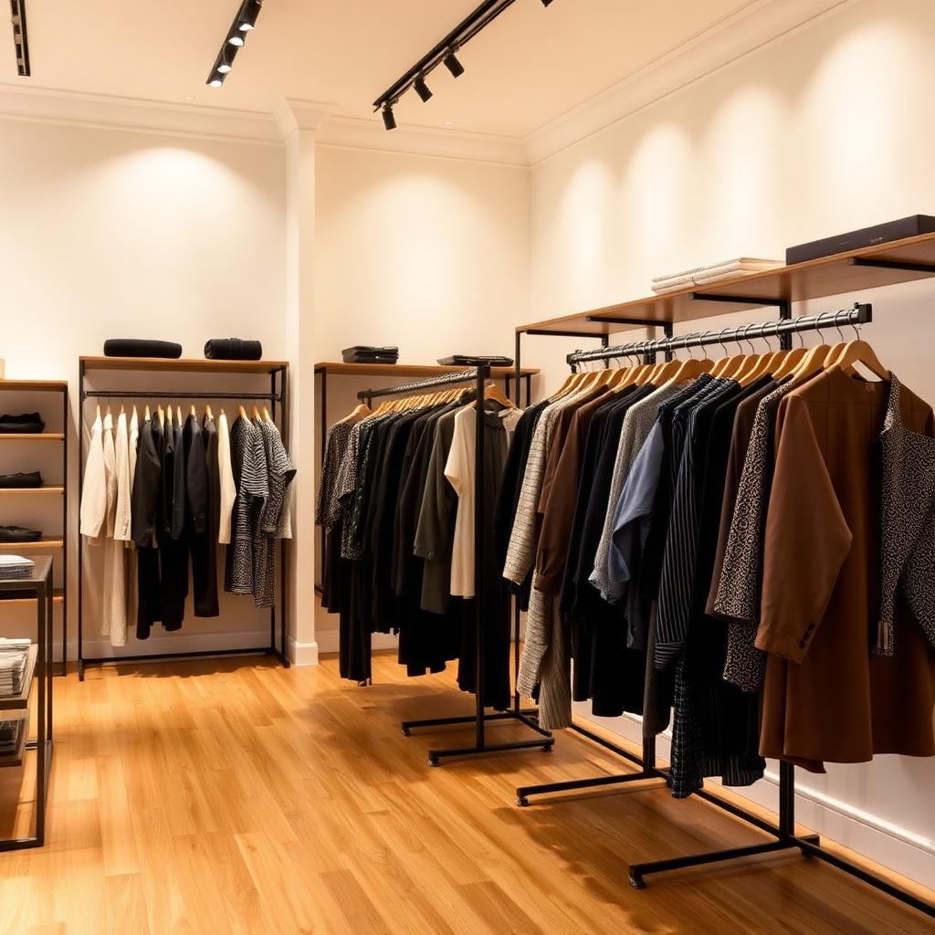 Upscale retail boutique interior with soft limewash walls