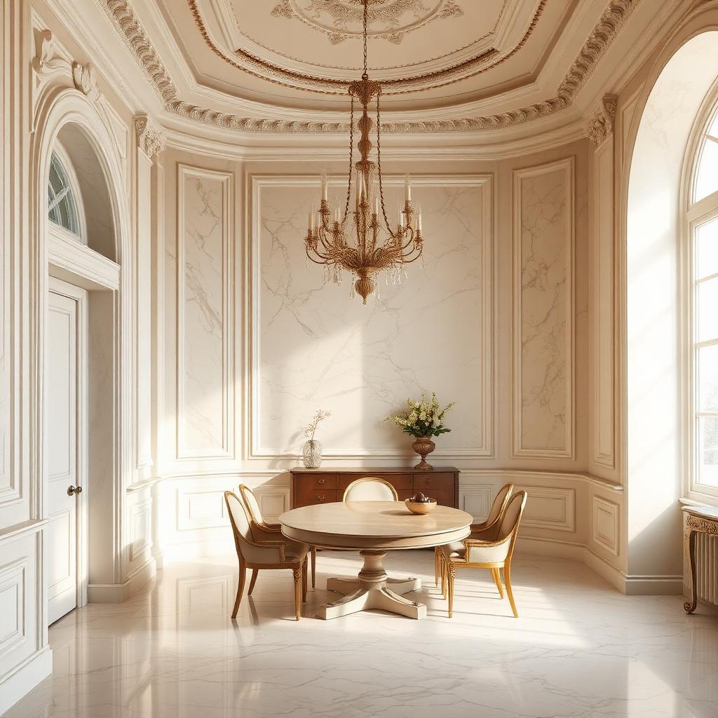 Polished Venetian plaster walls in a formal dining room